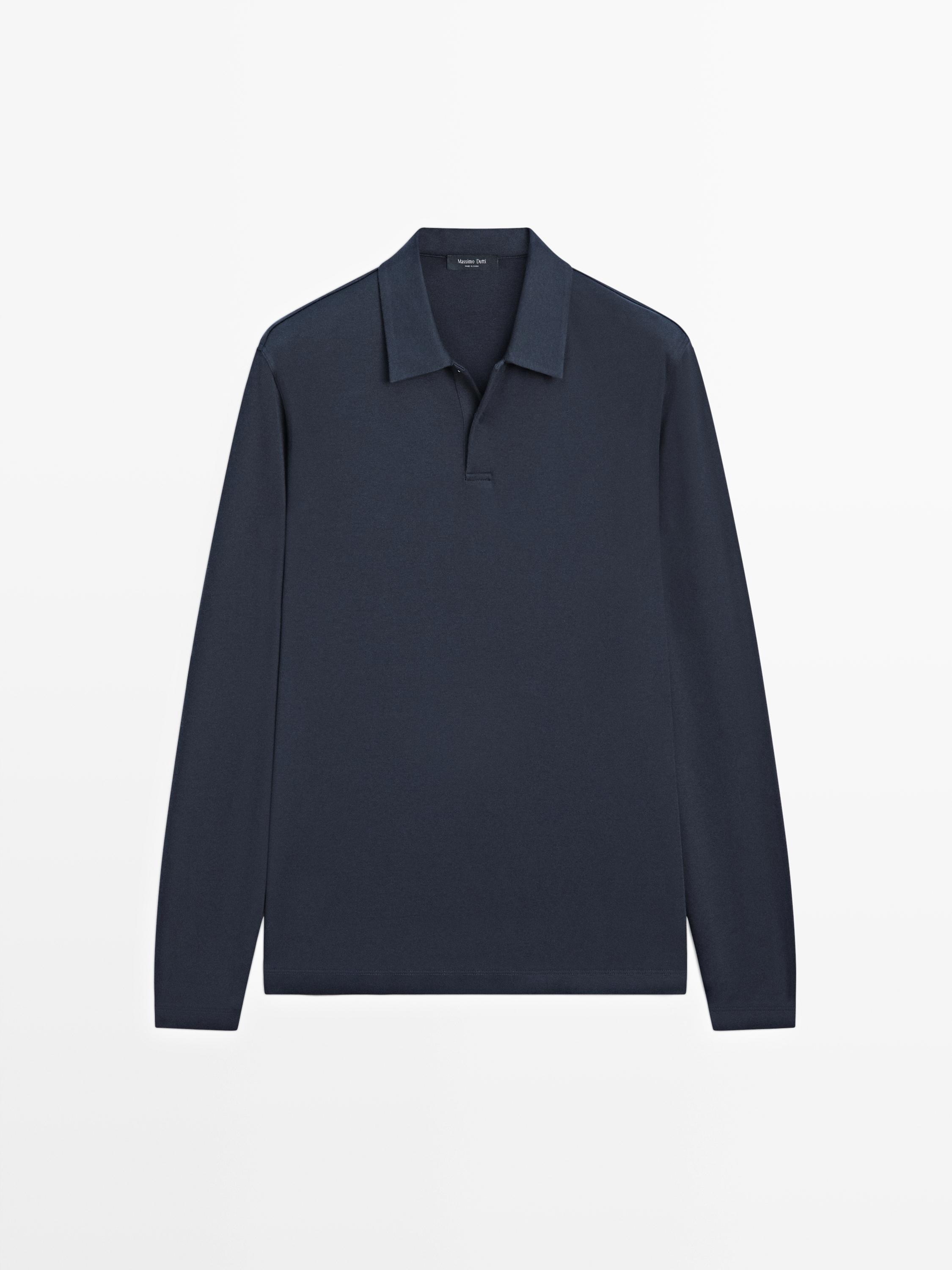 Polo à manches longues avec bouton-pression